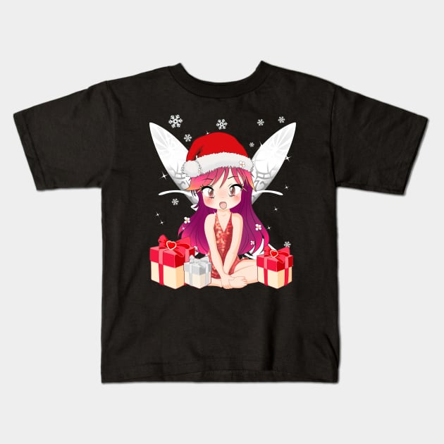 Cute Magical  Fairy With Red Christmas Hat Kids T-Shirt by TheBeardComic
